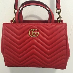 Luxury Bag Red Hibiscius Matelasse Top Handle